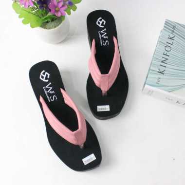 Sandal Wedges Jepit Wanita Terbaru 2022 37 pink
