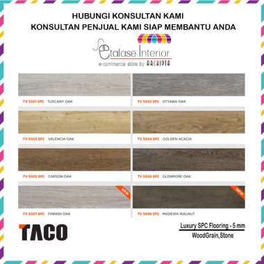 Taco - SPC Flooring/ Parquet/ Lantai kayu Locking/ Klik 5 mm - Woodgrain, Stone Stone