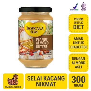 Tropicana Slim Peanut Almond Butter Spread Jam 300 gram – Selai Kacang Almond Nikmat Tanpa Gula Pasi