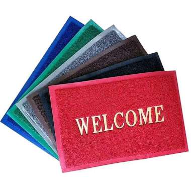 Keset Karpet PVC Mie / Bihun Motif WELCOME / Keset WELCOME warna Hijau