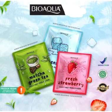 BIOAQUA powder face mask masker bubuk brightening anti jerawat perawat MATCHA