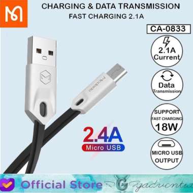 MCDODO CA-0833 KABEL MICRO USB FAST CHARGING 2.4A XIAOMI OPPO CABLE - BLACK BLACK - 1M