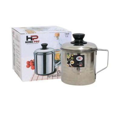 Oil Pot Gelas minyak Tempat minyak + saringan Merk Home Pro Silver