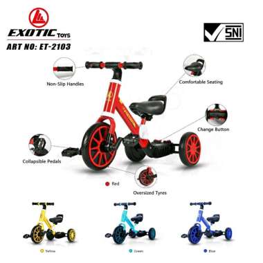 Balance Bike Exotic ET 2103 Sepeda Roda Tiga 3 in 1 Bisa Push Bike
