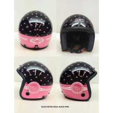 Helm Bogo Retro Igloo Motif Solid 8ball white black