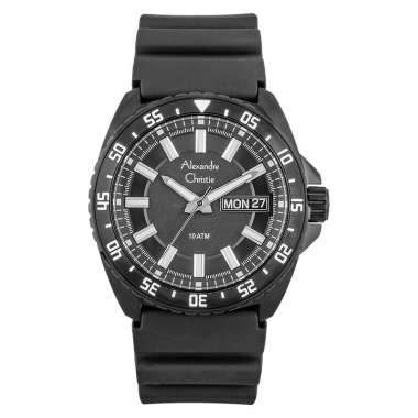 Alexandre Christie AC 6541 ME RIPBA Men Black Dial Black Rubber Strap [Machtwatch] Hitam