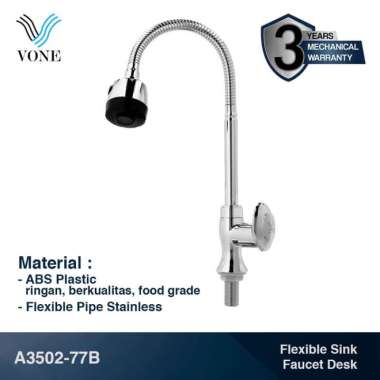 VONE A3502-77B Keran Kran Air Fleksibel Angsa Sink Wastafel Cuci Piring Tanam ABS Chrome