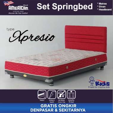 American Pillo Set Mattress Xpresio Kids Singlebed Kasur Springbed 120 x 200 PUTIH MERAH
