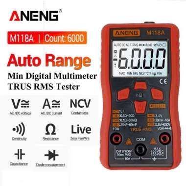 Aneng Digital Multimeter Voltage Tester M118a Black