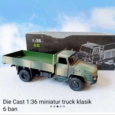 Jackiekim Diecast Truck Klasik 6 Ban Army