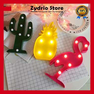 Lampu Dekorasi Cafe Marquee Light LED Kaktus Cactus Flamingo Pineapple Hijau Cactus