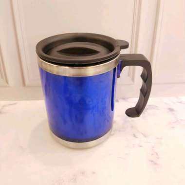 MUG STAINLESS STELL 500ml // MUG TAHAN PANAS biru