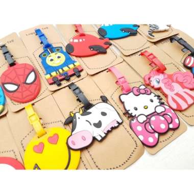 Luggage Tag Kartun 3 warna Bus Biru