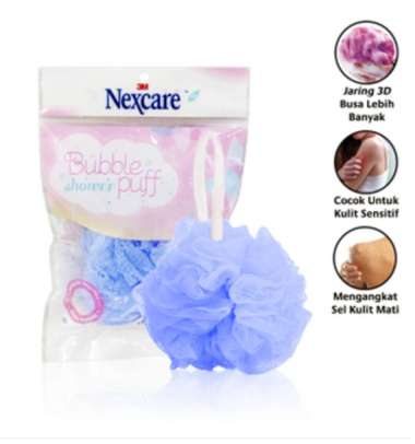 3M Nexcare Bubble Shower Puff - Warna Biru