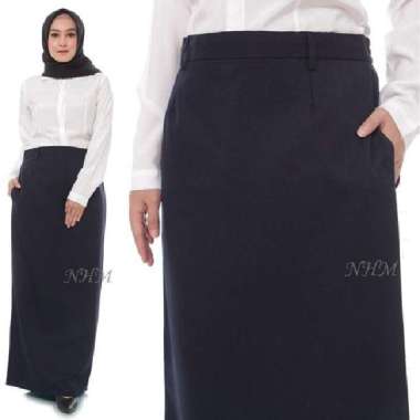 Rok Span Belakang Rempel, Rok Kerja Panjang 5L Hitam