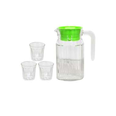Pitcher Set 600 mL 4 Pcs / 1 Teko Kaca + 3 Gelas Kimglass PCLS 620 Hijau