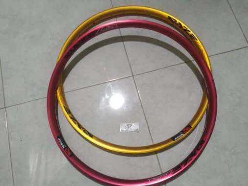 Velg Rims Raze R7 27.5 32 hole AV Sepasang Merah hitam emas Hitam