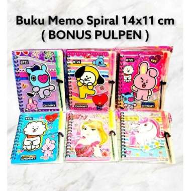 Buku Memo Catatan Spiral Kecil Notebook Bonus Pulpen Multicolor