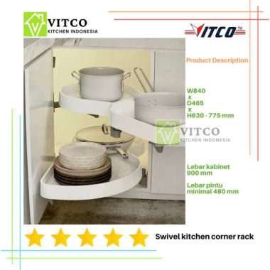 VITCO Swivel Kitchen Corner Rack / Rak sudut lemari dapur / Kitchen set Left