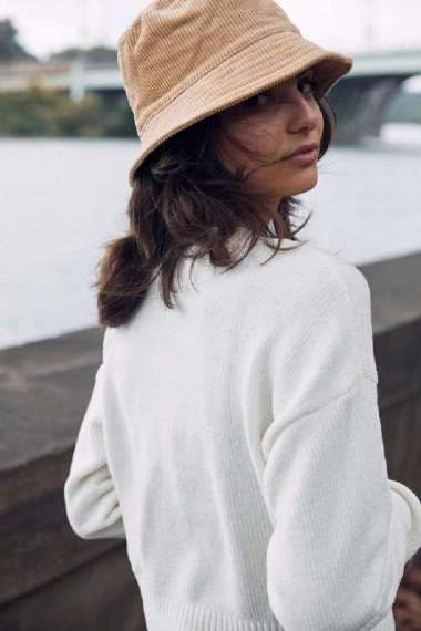 Topi Bucket Corduroy Polos Import Tebal Brim Lebar Topi Pria Dan Wanita Kodorai Kekinian 60 Cream