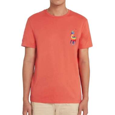 POLO - 7602.62Mens Jersey Crewneck T-Shirt Big Colorful Pony - Orange XXL