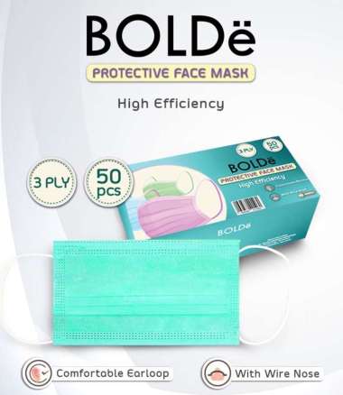 Bolde Face Mask Masker 3 Ply Hijau Regular hijau lime