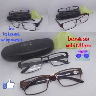 kacamata baca full frame free kotak kacamata dan lap plus125 cokelat