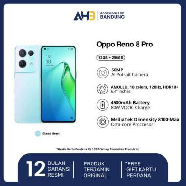 Oppo Reno 8 Pro 5G 12/256GB Smartphone Garansi Resmi Indonesia Glazed Green