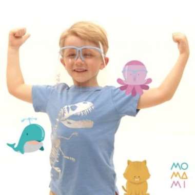 Momami Kids Comfi Face Glasses Shield - Kacamat Faceshield Anak (Biru) - -