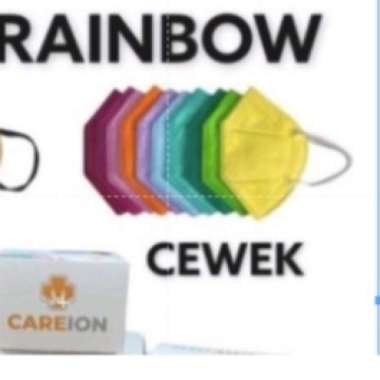 [ RAINBOW MIX ] MASKER KN95 RAINBOW EARLOOP ISI 20 / MASKER EARLOOP 3D WARNA MIX KN95 CEWEK