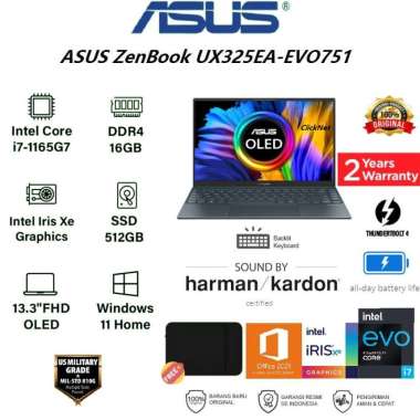 ASUS ZenBook 13 UX325EA EVO751 i7-1165G7 16G 512G SSD FHD OLED W11 OHS