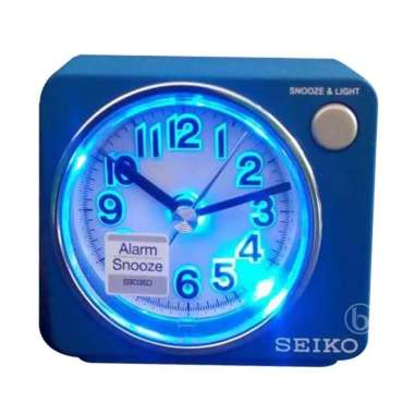 Jam Weker SEIKO QHE100L Quiet Sweep LED Flash Beep Alarm Blue