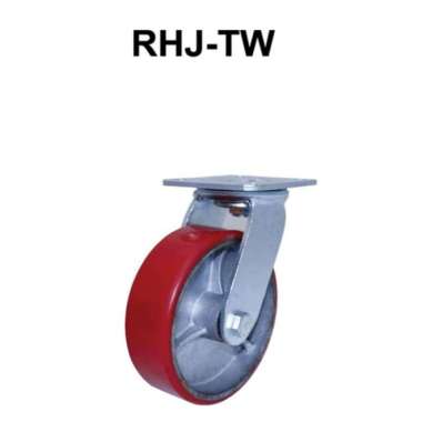 Roda Caster / Troli / Trolly PU Merah 8 Inch Heavy Duty Hidup ( Swivel ) RHJ Indonesia