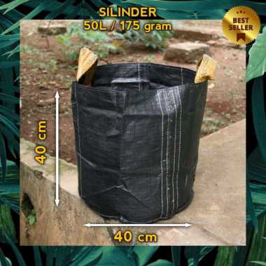 pot tanaman planterbag silinder 50 liter ukuran 40 x 40cm polybag hitam