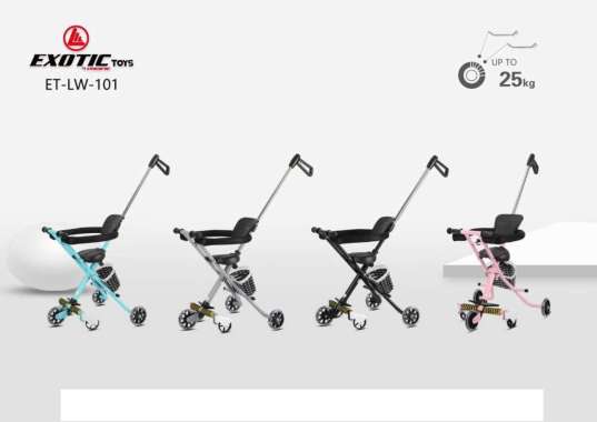 Stroller Exotic LW101 Roda Lima + Keranjang Kursi Dorong Anak LW 101