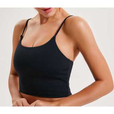 miniletics Tank Top Olahraga Wanita Feel Free Basic Crop Tank, A/B bra cup M Black