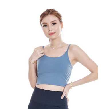 miniletics Tank Top Olahraga Wanita Feel Free Basic Crop Tank, A/B bra cup S Blue