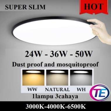 Lampu Downlight Led Panel 24W 36W 50W Tipis Bulat Lampu Flafon Tempel 36W
