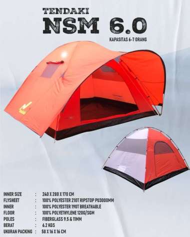 Tenda camping double layer NSM 6 Orange