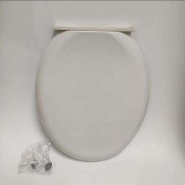Tutup Toilet Cover Closet Kloset WC Duduk Model Toto Tebal Techplas Putih Krim