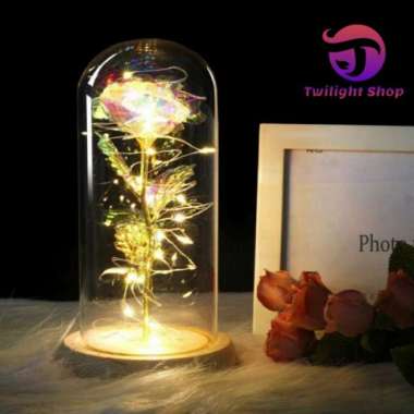 Lampu Bunga Mawar Dalam Dome Kaca Light Rose Glass Dome Kado Unik Merah