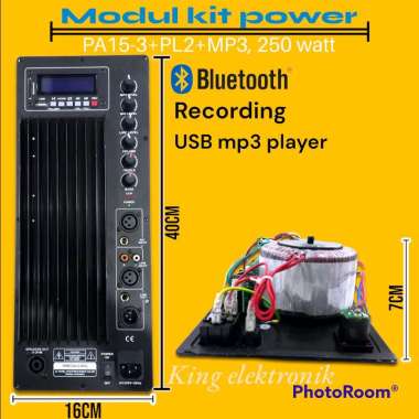 MODUL KIT POWER SPEAKER AKTIF 15-3 MP3 BLUETOOTH 250watt (harga sudah termasuk packing bubblewrap)