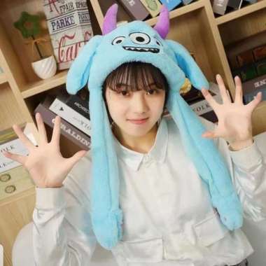 Topi Monster Inc / Bunny Hat Led / Topi Kpop / Topi Telinga Gerak