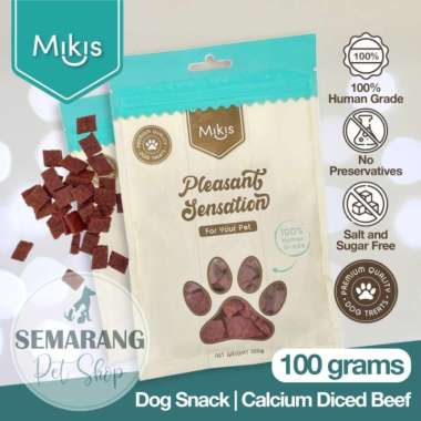 Premium Dog Snack MIKIS Beef Diced Calcium 100gr | Human Grade Meat