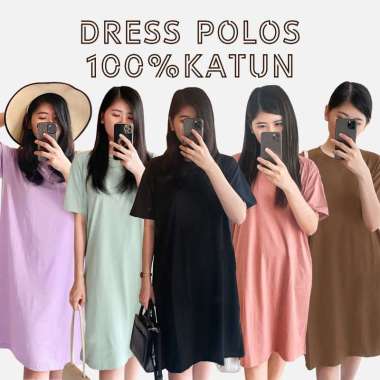 ELLIPSESINC Dress Wanita Katun Polos XXL DUSTY BLUE