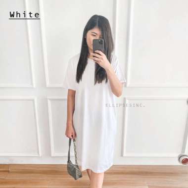 ELLIPSESINC Dress Wanita Katun Polos XXL PUTIH