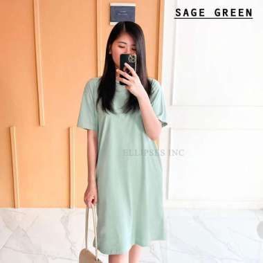 ELLIPSESINC Dress Wanita Katun Polos XXL SAGE GREEN