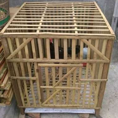 Kandang bambu kurungan Ayam Jago, Kelinci, Kucing, 70x70 cm, rakit, Bongkar Pasang