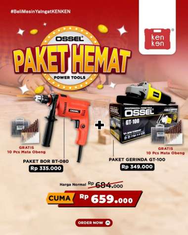 Paket Bundling Murah Bor BT080 + Gerinda GT100 OSSEL
