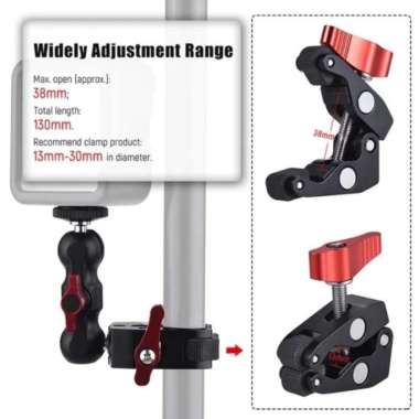 AVPRO SUPER CLAMP MULTI-FUNCTION BALL HEAD CLAMP FOR GOPRO PHONE LIGHT DUAL BALLHEAD